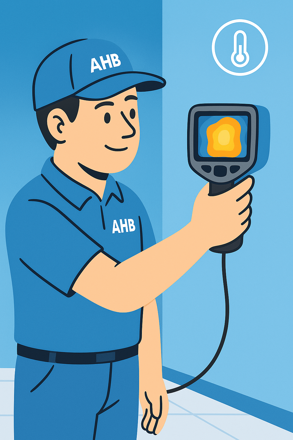 Commercial water leak detection equipment setup in office building