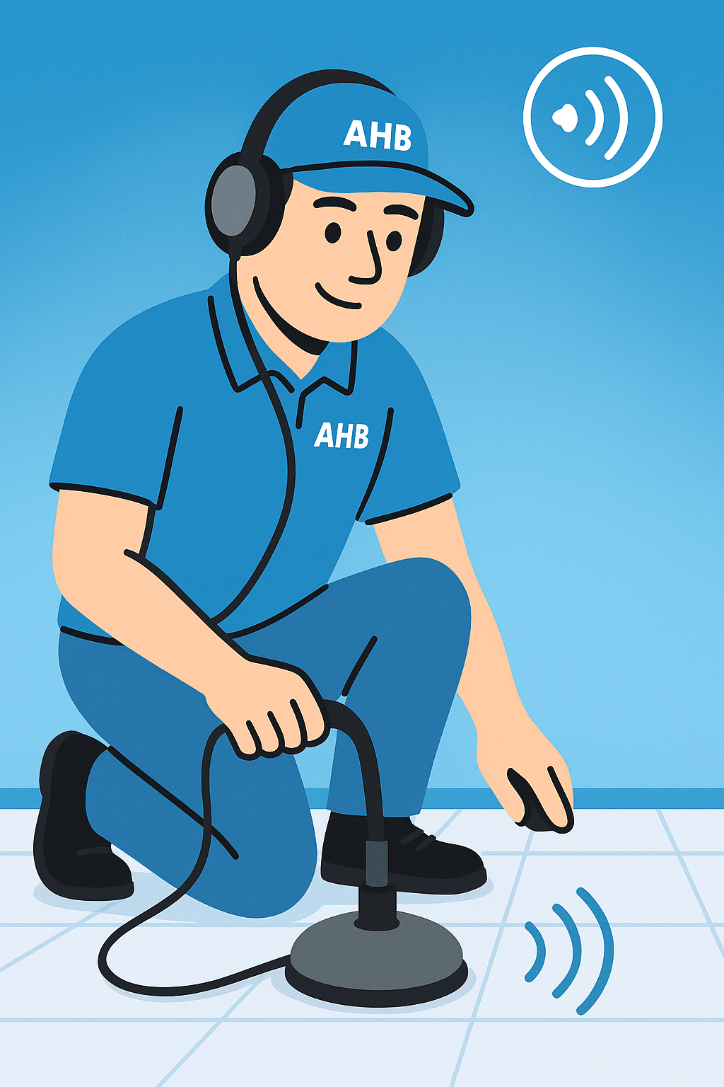 Plumbing leak detection specialist using thermal imaging camera to locate hidden water leak